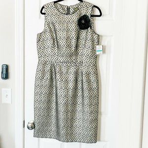 NWT Taylor Gold Polka Dot Dress 2571M - Size 12